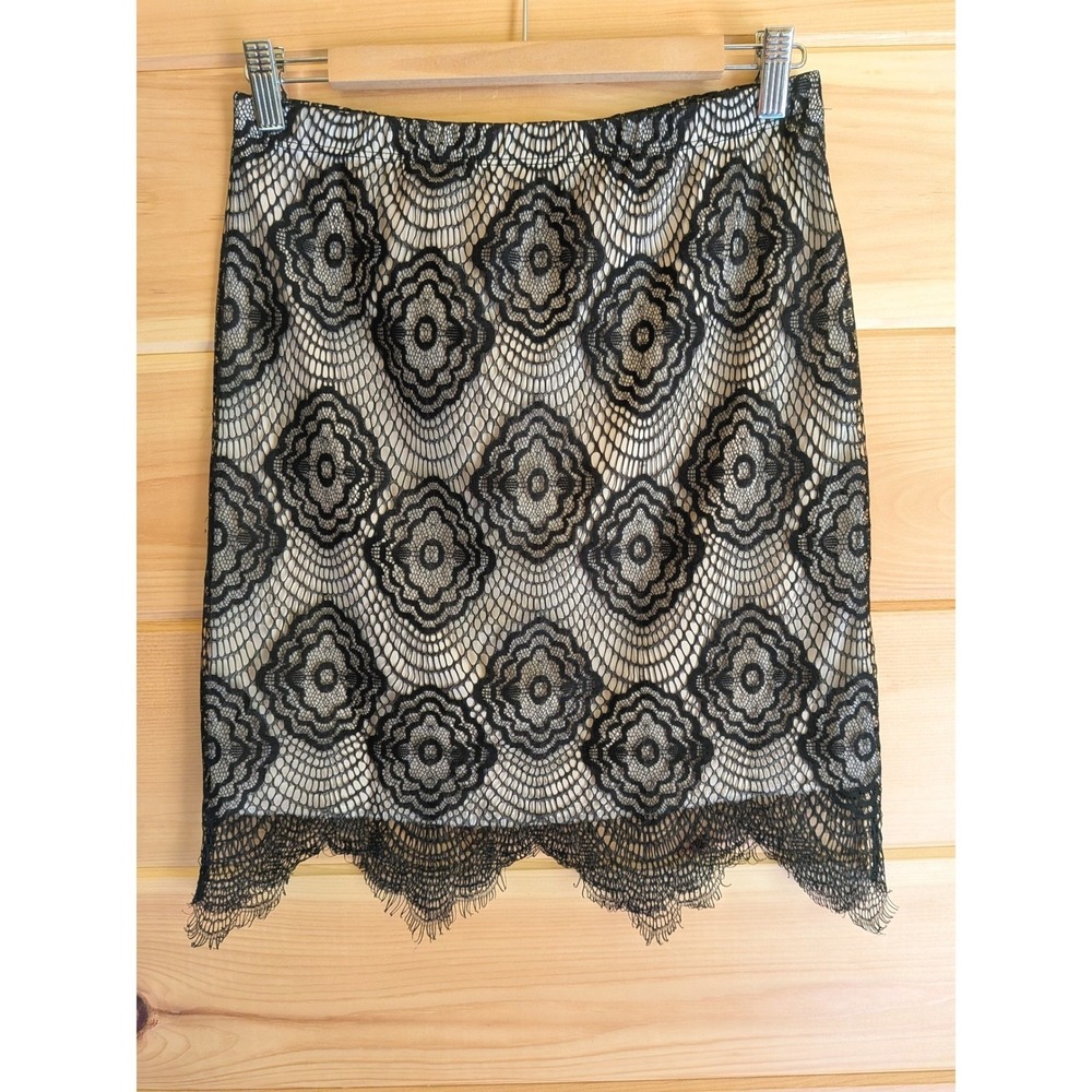 Vintage Delicate Lace Mini Skirt L Goth Coquette Dark Romance Whimsigoth Vamp US